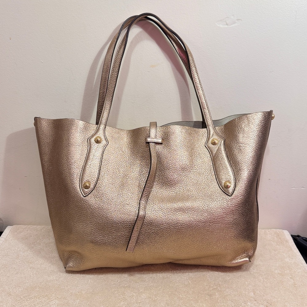 Annabel Ingall Women's Metallic Gold Pebbled Leather Large Tote Shoulder Bag